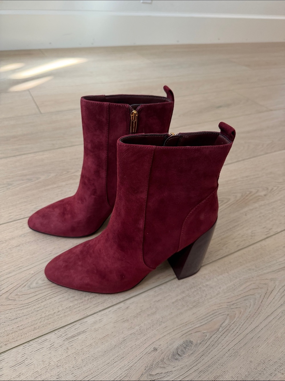 Vince Camuto Burgundy Suede Pointed-Toe Ankle Boots